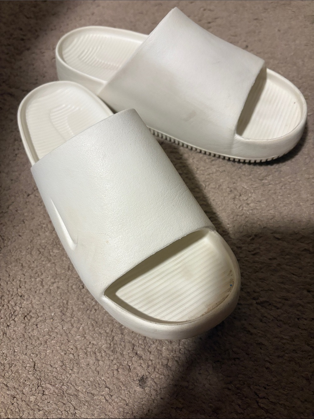 White Nike Slides